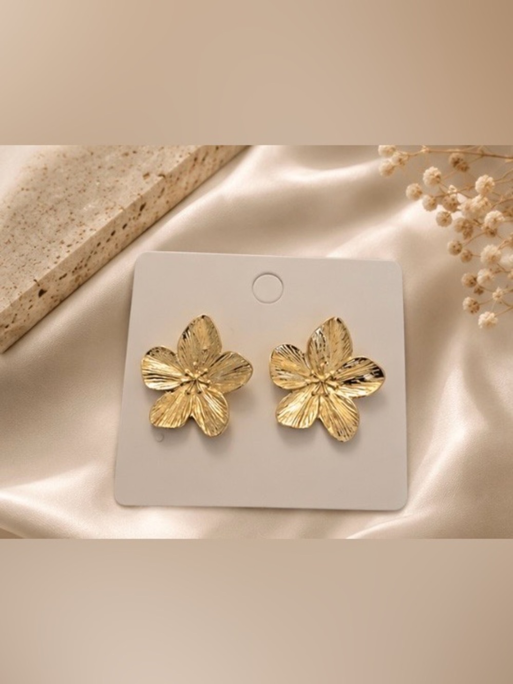 Gold Floral Statement Earrings - FAST SHIPPING!!